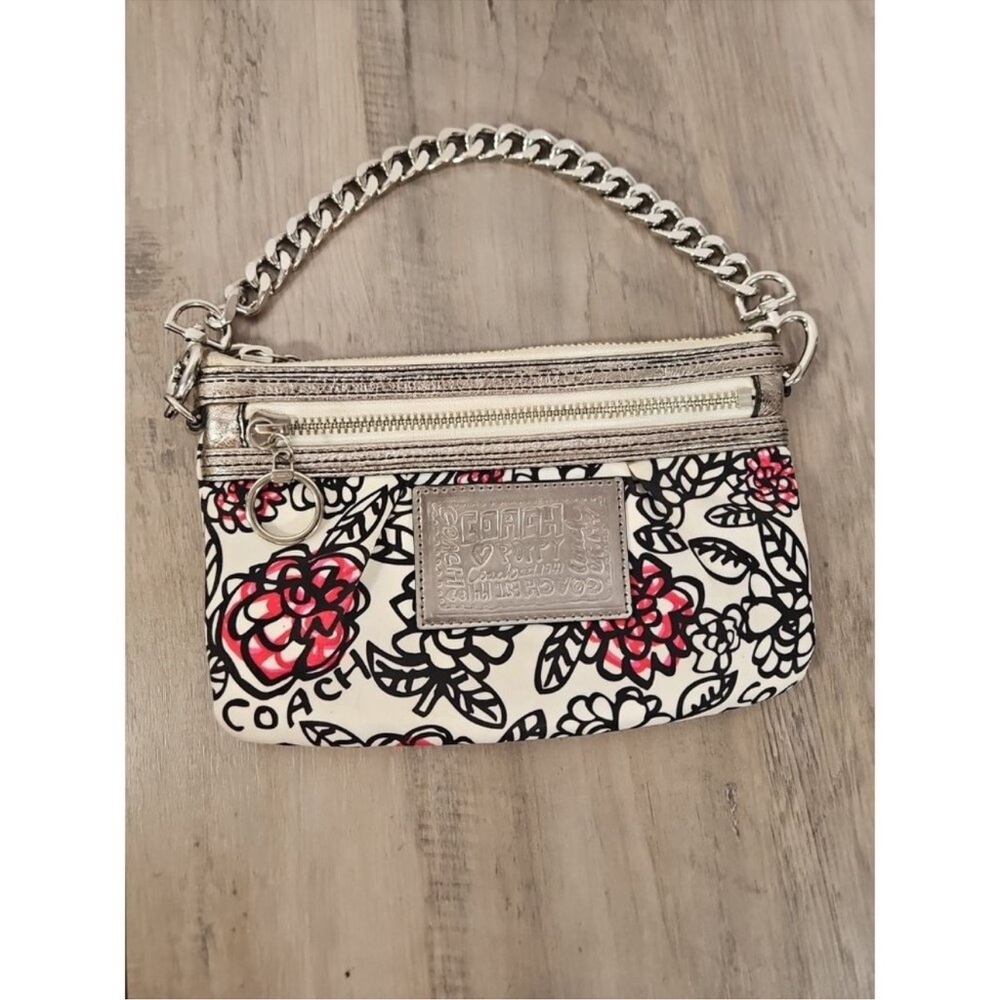 Pristine Coach Daisy Poppy Floral Graffiti Wristlet Wallet Pouch Clutch